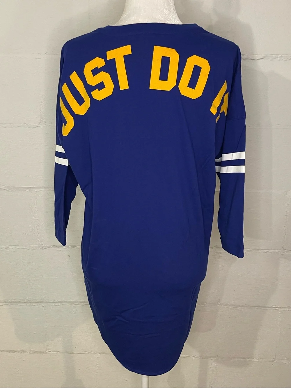 Nike Long Sleeve Tee in Royal Blue with White Stripes